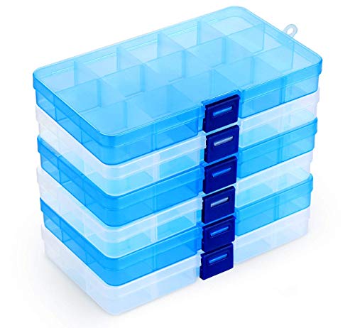 Sortierboxen für Kleinteile,6 Stück Aufbewahrungsbox aus Kunststoff für Schmuck mit 15 Gitter Verstellbare Fächer, Transparent Sortimentskasten für Schmuck Ringe Ohrringe Perlen und Andere Mini Waren Sortierboxen für Kleinteile,6 Stück Aufbewahrungsbox aus Kunststoff für Schmuck mit 15 Gitter Verstellbare Fächer, Transparent Sortimentskasten für Schmuck Ringe Ohrringe Perlen und Andere Mini Waren von ilauke
