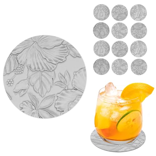 Czzmy Untersetzer Gläser 12er Set,Doppelseitigen Untersetzer aus Kunstlede Leder,Glasuntersetzer,Glas untersetzer Set,Tischuntersetzer Lederoptik Untersetzer(12-Grau) von Czzmy