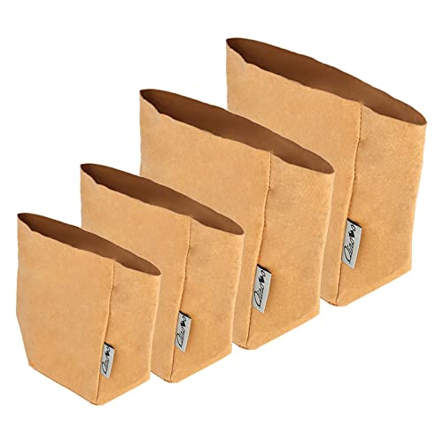 D/A Braune Kraftpapiertüten | 4 Größen Waschbarer Kraftpapierbehälter Wiederverwendbare Papiertüte Blumentopf-Pflanzbeutel-Abdeckung - Braune Kraftpapiertüte für die Aufbewahrung von Lebensmitteln von D/A