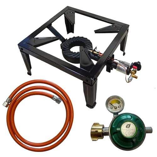 Hockerkocher 10,5 KW Manometer 4 Fuß Profi Gaskocher Gas Kocher Campingkocher Outdoor von D/H