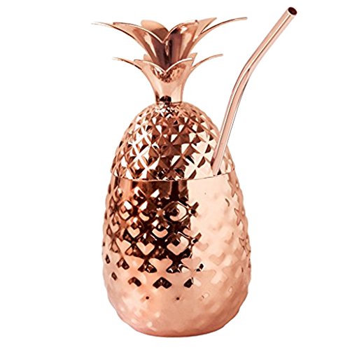 D DOLITY 'dolity Edelstahl-Ananas-, Party-, Cocktail-Becher/Tasse, 350 ml, rose gold, 350ml von D DOLITY