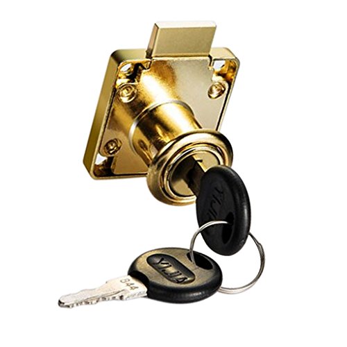 Schrankschloß Möbelschloß Briefkastenschloß Hebelschloß mit Schlüsseln - Gold 22mm von Dolity