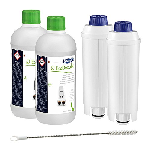 DeLonghi, 2x EcoDecalk Entkalker + 2x Wasserfilter DLS C002 + 1x DeLonghi Reinigungsbürste (Rohrreinigung) von De'Longhi