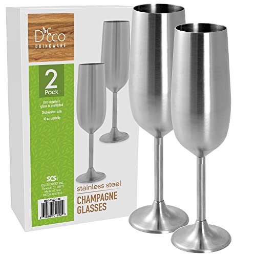 Edelstahl Champagner, Set von zwei 8 Unze Champagner Flöten Edelstahl Champagner, Set von zwei 8 Unze Champagner Flöten von D'Eco