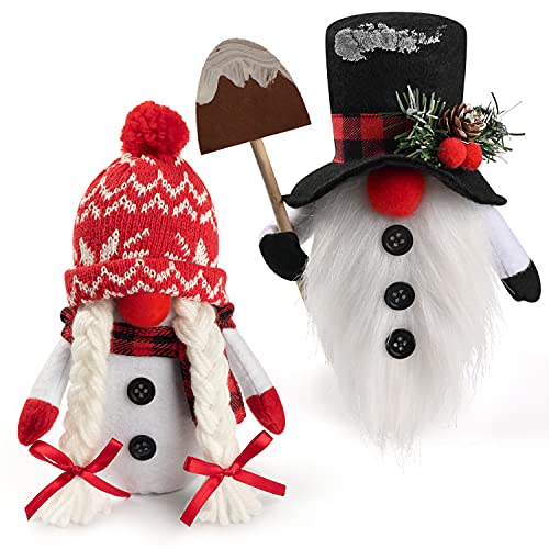 D-FantiX Weihnachts-Schneemann-Wichtel-Plüsch, 2er-Set Handgefertigte Schwedische Tomte-Wichtel Skandinavische Figuren Nordische Wichtel-Plüsch Weihnachts-Elf-Puppen Weihnachtsdekorationen Wohnkultur von D-FantiX