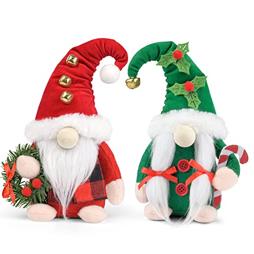 D-FantiX Weihnachtszwerge Plüsch, 2 Stück handgemachte Santa Tomte schwedischen Gnom skandinavischen Figur Nordic Gnomes Weihnachten Elf Puppe Weihnachtsdekoration Ornamente für Home Decor Geschenk von D-FantiX