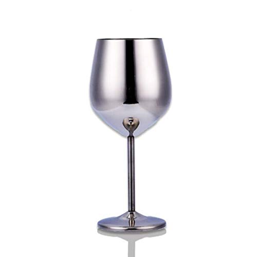 D L D Rotweinglas aus Edelstahl mit Metallstiel, bruchsicher, für Weißwein und Cocktails, unzerbrechlich, BPA-frei, Kelche, Saft, Getränke, Champagner, Party, Bargeschirr (Silber) von D L D