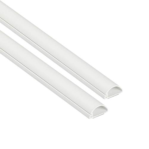 D-Line 1D2010W-2PK Micro+ Kabelkanal Selbstklebender, Halbrunde Kabelführungen, Kabelleiste - 2x 20mm (B) x 10mm (H) x 1-Meter Länge - Weiß von D-Line