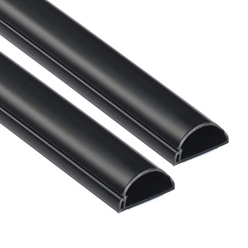 D-Line 1D3015B-2PK Mini Kabelkanal Selbstklebender, Halbrunde Kabelführungen, Kabelleiste - 2x 30mm (B) x 15mm (H) x 1-Meter Länge - Schwarz von D-Line