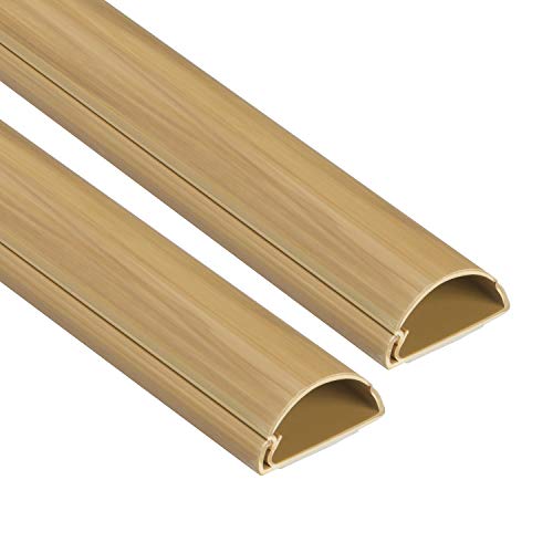 D-Line 1D3015O-2PK Mini Kabelkanal Selbstklebender, Halbrunde Kabelführungen, Kabelleiste - 2x 30mm (B) x 15mm (H) x 1-Meter Länge - Eichenholz-Effekt von D-Line