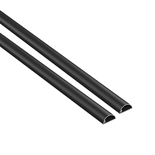 D-Line 1M2010B-2PK Micro+ Kabelkanal Selbstklebender, Halbrunde Kabelführungen, Kabelleiste - 2x 20mm (B) x 10mm (H) x 1-Meter Länge - Schwarz von D-Line