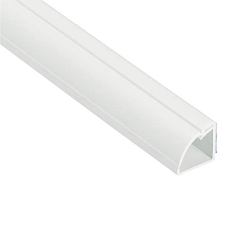 D-Line 1M22QSW Kabelkanäle als Viertelstableiste, Kabelführungen Selbstklebender, Kabelleiste - 1x 22mm (B) x 22mm (H) x 1-Meter Länge - Weiß von D-Line