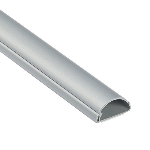 D-Line 1M3015A Mini Kabelkanal Selbstklebender, Halbrunde Kabelführungen, Kabelleiste - 1x 30mm (B) x 15mm (H) x 1-Meter Länge - Aluminium-Effekt von D-Line