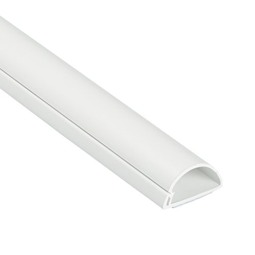 D-Line 1M3015W Mini Kabelkanal Selbstklebender, Halbrunde Kabelführungen, Kabelleiste - 1x 30mm (B) x 15mm (H) x 1-Meter Länge - Weiß von D-Line