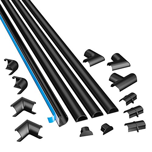 D-Line 3015KIT002 Selbstklebender, Runder Schwarzer Kabelkanal, 30x15 mm, 4 x 1 m Länge, 4 Stück von D-Line