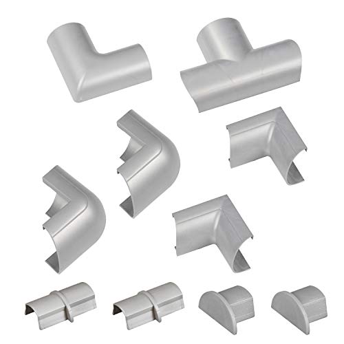D-Line CLOAP3015A Mini Kabelkanal Clip-Over Verbindungsstücke Multipack, Aufsteckbare Verbindungsstücke, Verbinden Sie mehrere 30x15mm Kabelkanäle- 10-teiliges Kabelkanal Zubehör Set- Aluminium-Effekt von D-Line