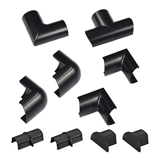 D-Line CLOAP3015B Mini Kabelkanal Clip-Over Verbindungsstücke Multipack, Aufsteckbare Verbindungsstücke, Verbinden Sie mehrere 30x15mm Kabelkanäle - 10-teiliges Kabelkanal Zubehör Set - Schwarz von D-Line
