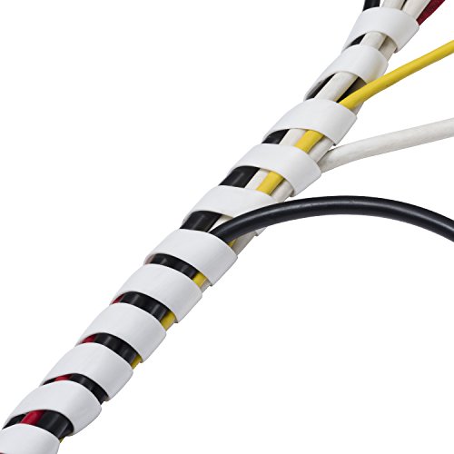 D-Line CTW2.5W Kabelspirale, Kabel-Spiralschlauch, hochwertiges Kabelmanagement, Spiral-Kabelschlauch dehnbar für 10–40mm breite Kabelbündel - Länge 2,5m - Weiß von D-Line