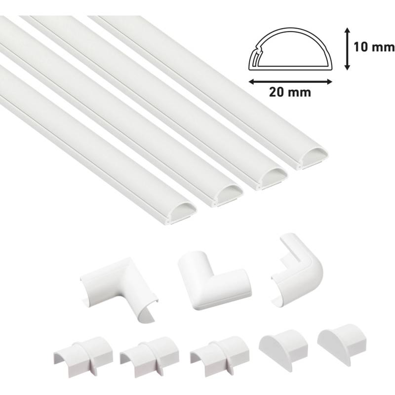 D-Line Kabelkanal-Set 20 mm x 10 mm Weiß 12-teilig von D-Line