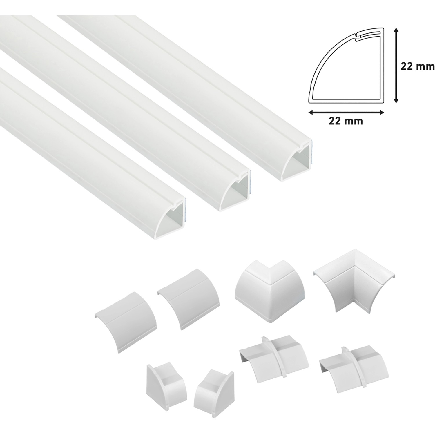 D-Line Kabelkanal-Set 22 mm x 22 mm Weiß 9-teilig von D-Line