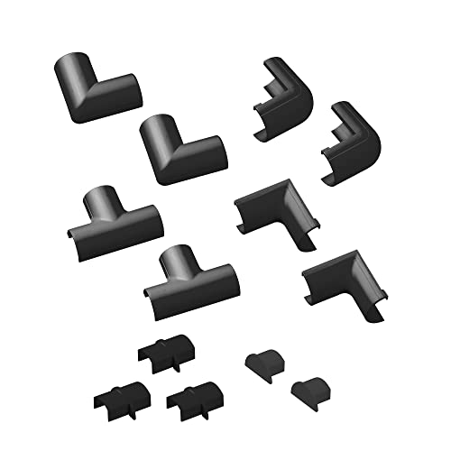 D-Line Micro plus Kabelkanal Clip-Over Verbindungsstücke Multipack, Aufsteckbare, Verbinden Sie mehrere 20x10mm Kabelkanäle, 13-teiliges Kabelkanal Zubehör Set, Schwarz, Clip-Over Verbindungsstücke von D-Line