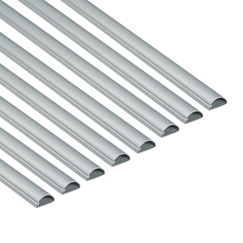 D-Line 1D3015A/8 Mini Kabelkanal Selbstklebender, Halbrunde Kabelführungen, Kabelleiste - 8x 30mm (B) x 15mm (H) x 1-Meter Längen - Aluminium-Effekt von D-Line