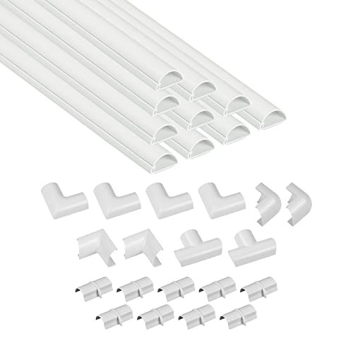 D-Line Mini Kabelkanal zur Kabelführung, Kabelleiste - 30x15mm - 10 x 40cm Länge (4 Meter) - Weiß von D-Line