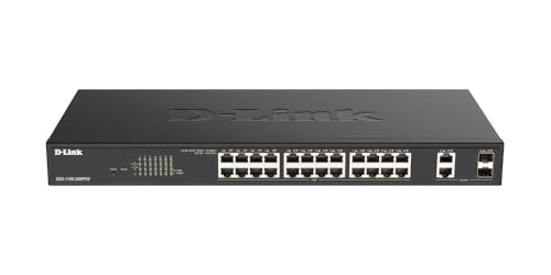 D-Link DGS-1100-24V2/E Gigabit Smart Switch (24 Ports, 10/100/1000 Mbit/s, einfache Plug & Play-Installation, lüfterlos) - Nur EU-Netzkabel, Schwarz von D-Link