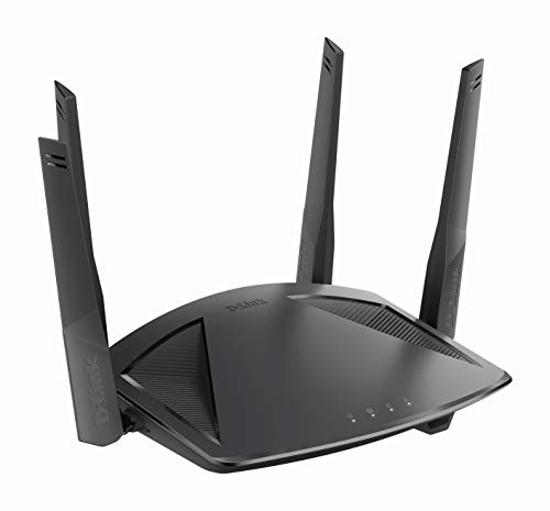 D-Link DIR-X1860 AX1800 EXO WI-Fi 6 Router (2,4 & 5 GHz, 1.800 Mbit/s, 802.11a/b/g/n/ac/ax, OFDMA, MU-MIMO, WPA3, 4 x 10/100/1000 LAN-Anschluss, Tischgerät), schwarz von D-Link