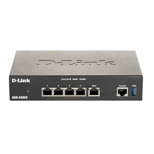 D-Link DSR-250V2 Unified Services VPN Router (Gigabit Multi-WAN, Failover, Load Balancing, IPSec/PPTP/L2TP/OpenVPN, Dynamic Web Content Filtering, Application Control, Captive Portal) von D-Link