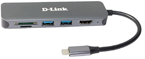 D-Link DUB-2327 6-in-1 USB-C Hub mit Power Delivery (PD 60W, 4K HDMI, 2 USB 3.0 Ports, SD/MicroSD Card Reader für PC, MacBook Pro, MacBook Air, iPad Pro, Chromebook, Surface Pro u.w.) von D-Link