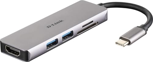 D-Link DUB-M530 USB Typ C Hub 5 in 1 USB C Adapter mit HDMI 4K und 1080p 2 USB 3.0/USB2.0 Ports SD-Kartenleser SDHC SDXC von D-Link