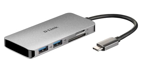 D-Link DUB-M610 6-in-1 USB-C-Hub mit HDMI 4K und 1080p, 2 Ports USB3.0/USB2.0, SD- und microSD-Kartenleser, 1 x USB C Ladung bis zu 100 W von D-Link