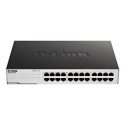 D-Link GO-SW-24G Gigabit Easy Desktop Switch (24 x 10/100/1000-Gigabit-Ports, automatische MDI/MDIX-Erkennung, lüfterlos) schwarz von D-Link