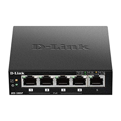 D-Link Switch mit 5 Ethernet-Ports, 10/100 Mbit/s, mit POE- Ideal Teilen von Verbindung und Netzwerken von Small Office Home Office (DES-1005P) von D-Link