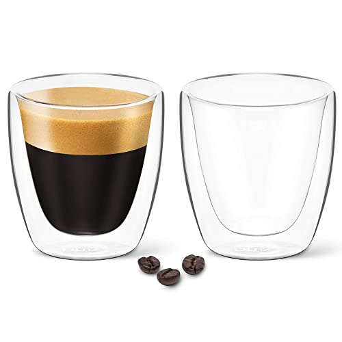 DLux Espressotassen Set (90ml - 2er Set) Espressogläser doppelwandig - Gläser aus Borosilikatglas - Espresso Glas Espressotasse aús Thermoglas - Nespresso Tasse von DLux