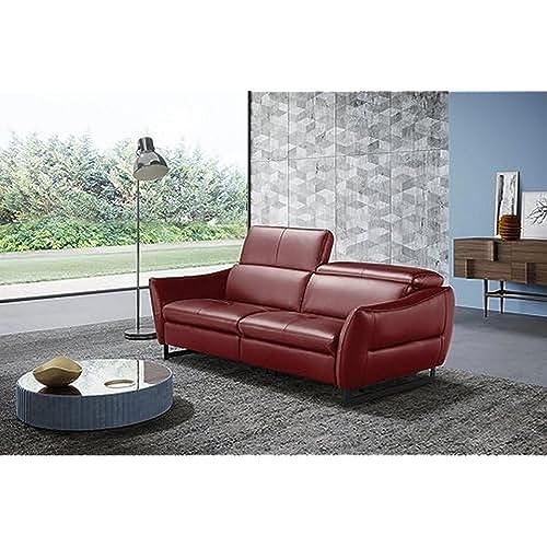 D-MOVE elektrischer Relaxfunktion und Kopfteilverstellung, Leather, Burgundy, 3 Seater Sofa von D-MOVE