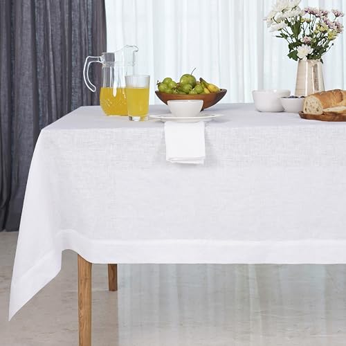 D'Moksha Homes Tischdecke aus 100% reinem Leinen, maschinenwaschbar, rechteckige Tischdecke für den 4. Juli, Sommertischdecke, 137 x 183 cm, Schneeweiß D'Moksha Homes Tischdecke aus 100% reinem Leinen, maschinenwaschbar, rechteckige Tischdecke für den 4. Juli, Sommertischdecke, 137 x 183 cm, Schneeweiß von D'Moksha Homes
