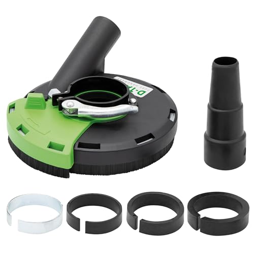 D-TACK Absaughaube mit Bürstenkranz für Winkelschleifer | Schleiftöpfe ø 115 & 125 mm | Dunstabzugshaube für atemwegsschonendes Schleifen | Inkl. Adapter für Staubsauger & Winkelschleifer von D-Tack