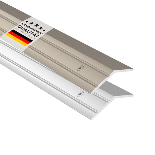 D-TACK Rampenprofil zum Schrauben inkl. Schrauben & Dübel | Höhe 4 mm | Länge 1 m | Titan | Übergangsschiene für Bodenbeläge | Höhenausgleichsprofil aus eloxiertem Aluminium | Rampenleiste von D-Tack