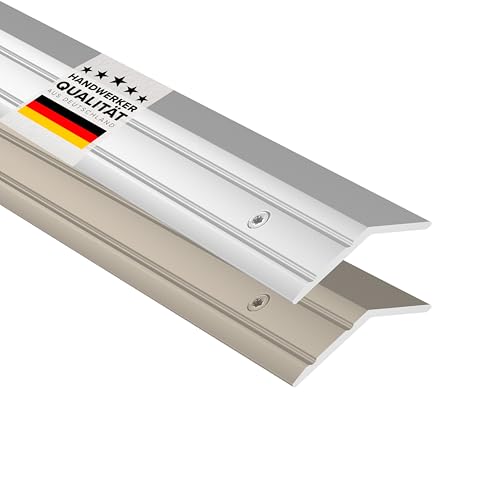 D-TACK Übergangsprofil Höhenausgleich zum Schrauben inkl. Schrauben & Dübeln | Höhe 4 mm | Länge 1 m | Silber | Übergangsschiene für Bodenbeläge | Höhenausgleichsprofil aus eloxiertem Aluminium von D-Tack