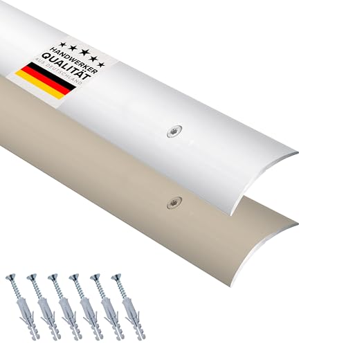 D-TACK Übergangsprofil Alu gewölbt zum Schrauben inkl. Schrauben & Dübeln | Übergangsschiene | Breite 30 mm | Länge 2,7 m | Silber | Übergangsleiste aus eloxiertem Aluminium | Abdeckleiste von D-Tack