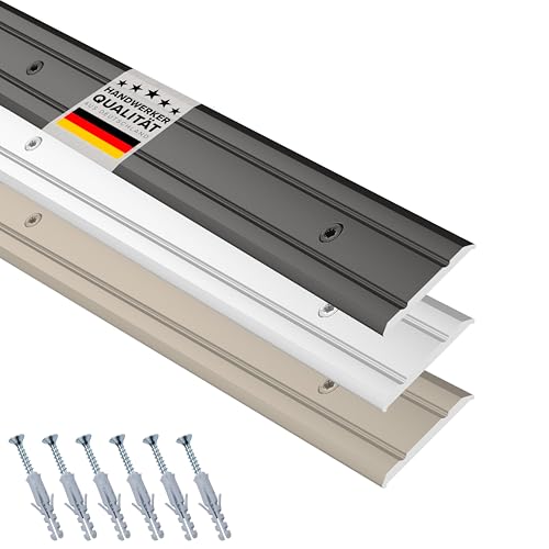 D-TACK Übergangsprofil Alu zum Schrauben inkl. Schrauben & Dübel | Breite 24,8 mm | Länge 2,7 m | Schwarz | Flache Übergangsschiene | Übergangsleiste aus eloxiertem Aluminium von D-Tack