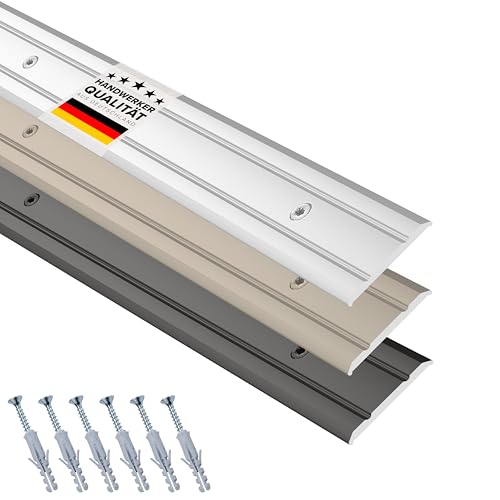 D-TACK Übergangsprofil Alu zum Schrauben inkl. Schrauben & Dübel | Breite 24,8 mm | Länge 1 m | Silber | Flache Übergangsschiene | Übergangsleiste aus eloxiertem Aluminium von D-Tack