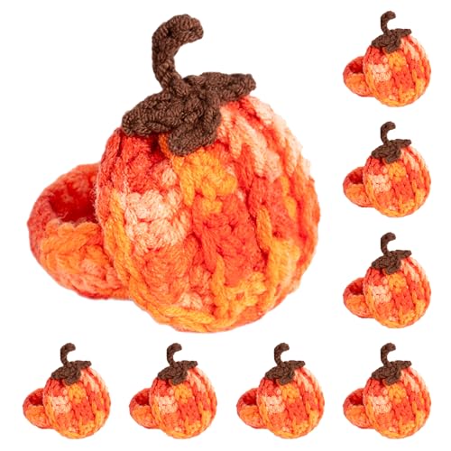 D-buy Handgefertigte gehäkelte Kürbis-Serviettenringe, Serviettenringe für Halloween, Herbst, Erntedankfest, Tischdekoration, Heimdekor-Akzente (8, Farbverlauf) von D-buy
