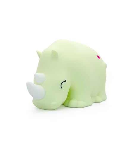[D]hink DHINK – Nachtlicht wiederaufladbar LED Nashorn – Nachtlicht aus Silikon für Baby- und Kinderzimmer – Nachttischlampe für Kinder – Geschenk zur Geburt, Grün von [D]hink
