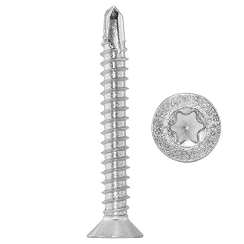 Bohrschrauben 4,8 X 50 DIN 7504 Form O, selbstschneidend Edelstahl A2 (20 Stück) - V2A Schnellbauschrauben m. Senkkopf u. Innensechsrund-Antrieb (TORX) für Weichmetalle (z.B. Aluminium) von D´s Items