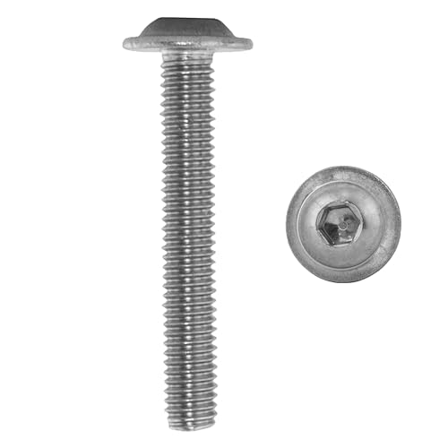 D´s Items | Flachkopfschrauben mit Flansch u. Innensechskant (ISK) - M10x90 - ISO 7380 - Edelstahl A2 - [2 Stück] - | Linsenschrauben mit Bund V2A | Flanschschrauben | Zaunschrauben von D´s Items