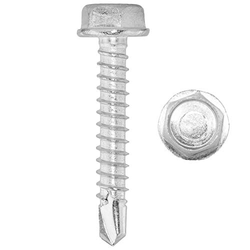 Sechskant-Bohrschrauben 5,5 X 19 DIN 7504 Form K, selbstschneidend Edelstahl A2 (100 Stück) - V2A Schnellbauschrauben m. Sechskantkopf u. Bund für Weichmetalle (z.B. Aluminium) von D´s Items