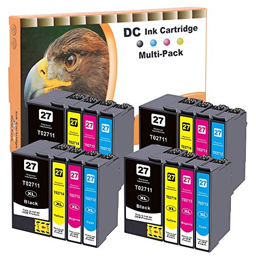 D&C 16x Ersetzt für Epson 27XL 27 Druckerpatronen für Epson WorkForce WF-3600 Series, WF-3620 DWF, WF-3620 WF, WF-3640 DTWF, WF-7110 DTW, WF-7600 Series, WF-7610 DWF, WF-7620 DTWF von D&C